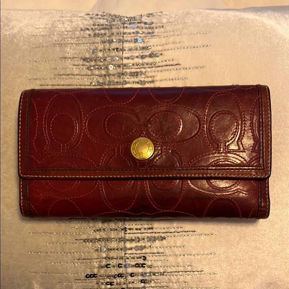 Coach Red Leather Wallet Classic Design